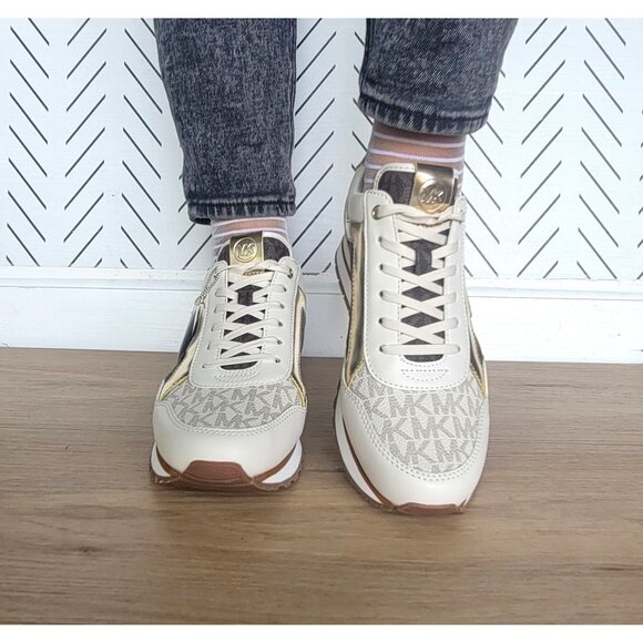 ❤️MK MADDY Women's Trainer Sneaker 7 Monogram Gold Brown Casual Lifestyle Shoes - Picture 5 of 11